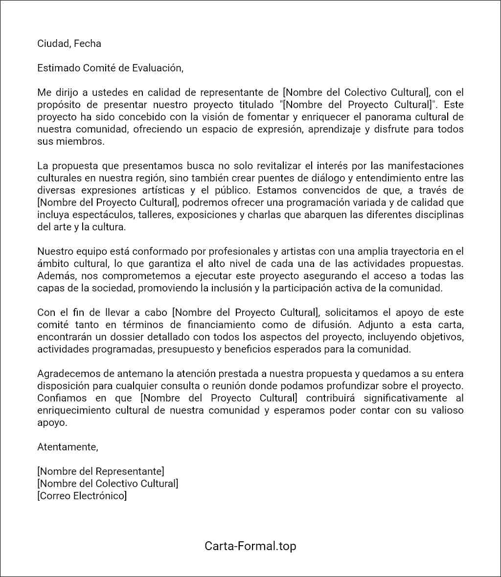 Carta de presentación de una propuesta de proyecto cultural ejemplo